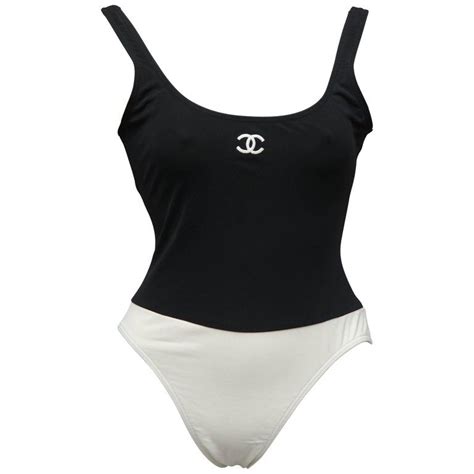 chanel vintage swimwear|chanel black and white swimsuit.